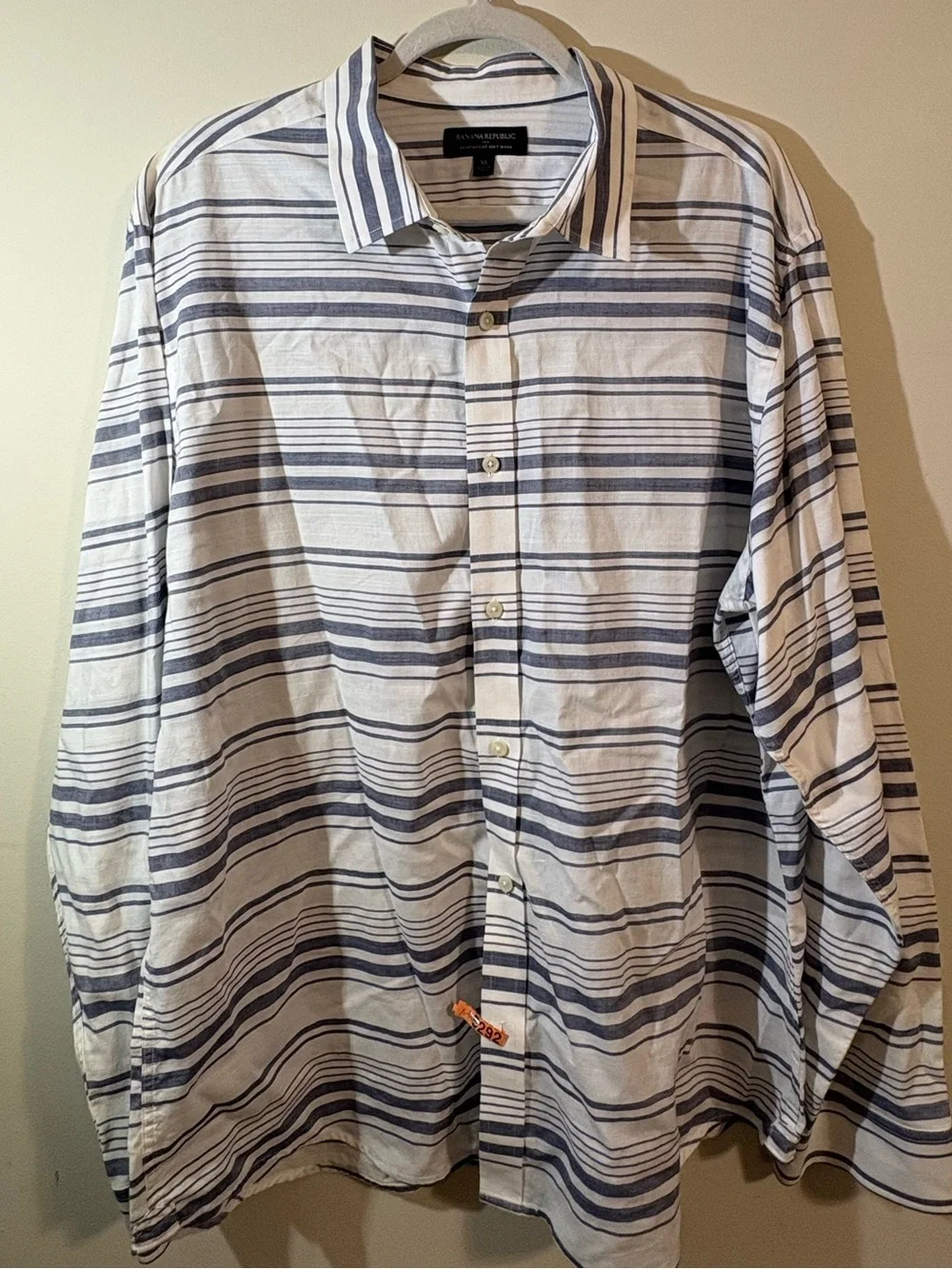Banana Republic button-down shirt Men’s XL grey white stripe lightweight soft‎